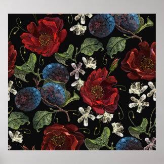 Poster Flore brodée : Renaissance Motif sans joint