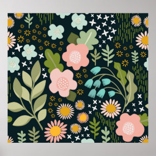 Poster Flore Délicieuse : Beauté Vintage sans couture.