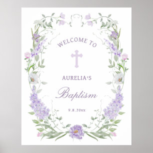 Poster Flore Lilac Lavender Frame Baptême Bienvenue