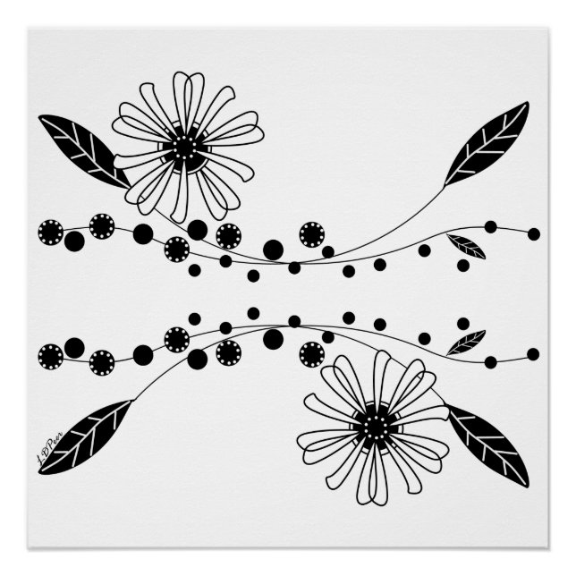 Poster Flore noire et blanche (Devant)