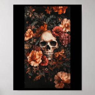 Poster Flore subtile Accents crâne Art crâne