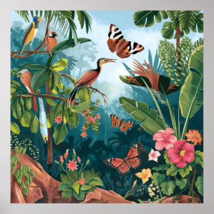 Poster Flore tropicale et faune des terres hispaniques