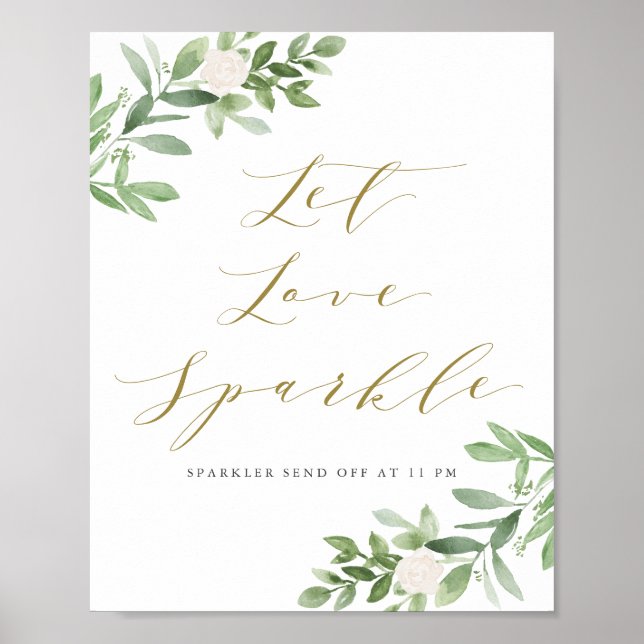 Poster Flore verte et blanche Laissez l'amour Étincelle M (Devant)