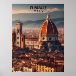 Poster Florence Duomo Père Noël Maria del Fiore Italie Vo