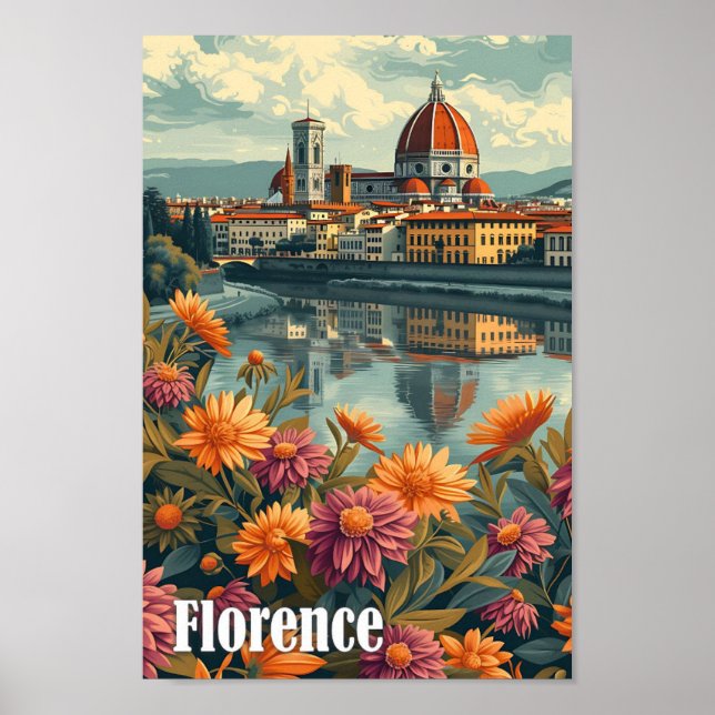 Poster Florence Italie Illustration de voyage artistique (Devant)