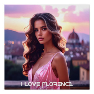 POSTER FLORENCE - ITALIE - J'AIME FLORENCE