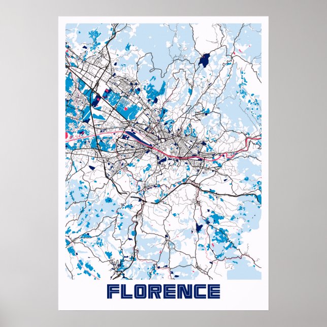 Poster Florence - Italie MilkTea City Carte (Devant)
