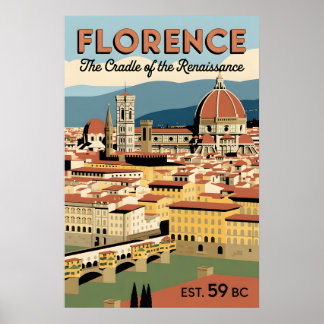 Poster Florence Italie Paysage Urbain Rétro Voyage