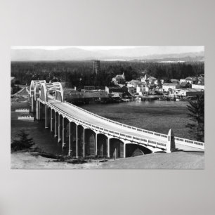 Poster Florence, Oregon Town View et Siuslaw Bridge