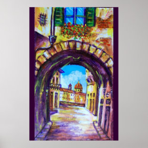 POSTER FLORENCE RUE ANTIQUE VUE ÉGLISE CESTELLO