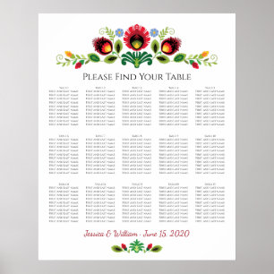 Poster Flores folkloriques polonaises Mariage rouge Carte