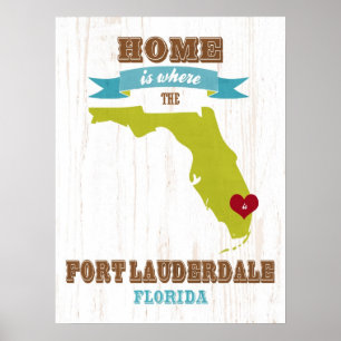 Poster Florida State Map Art- Love Fort Lauderdale Art