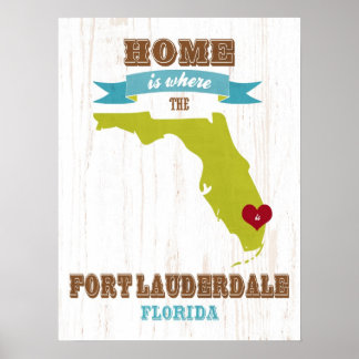 Poster Florida State Map Art- Love Fort Lauderdale Art