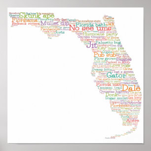 Poster Florida USA Slang Word Art Map