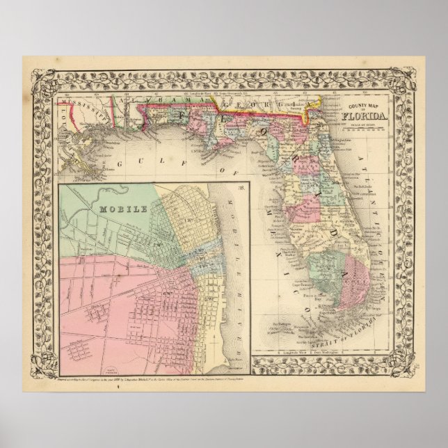 Poster Floride, carte mobile par Mitchell (Devant)