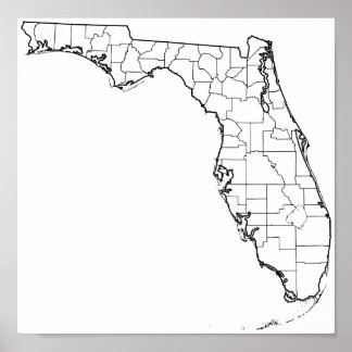 Poster Floride Comtés Blank Plan