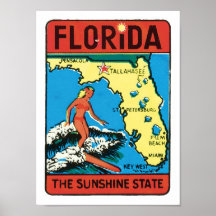 Floride FL USA The Sunshine State Surfer Vintage