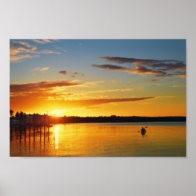Poster Floride Kayaker au coucher du soleil (Devant)