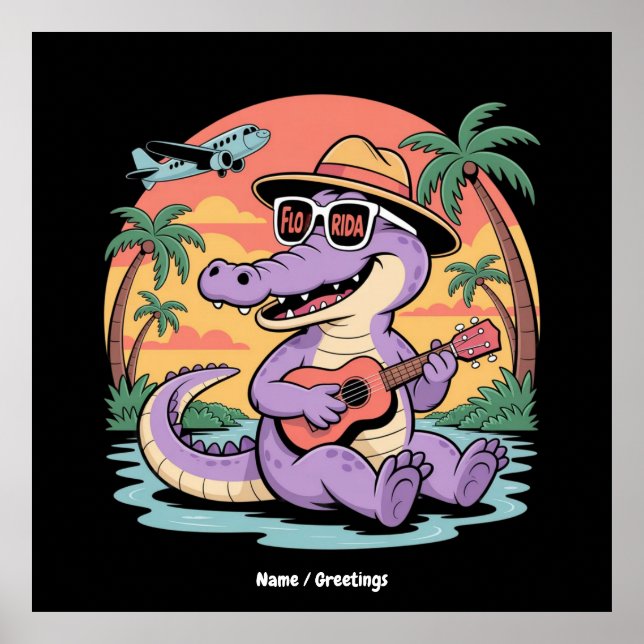 Poster Floride Vacances Cute Cool Été Alligator Funny (Devant)