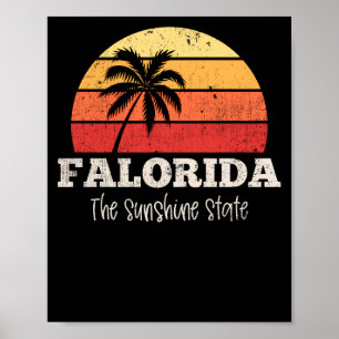 Poster Floride Vintage Retro Les USA The Sunshine State