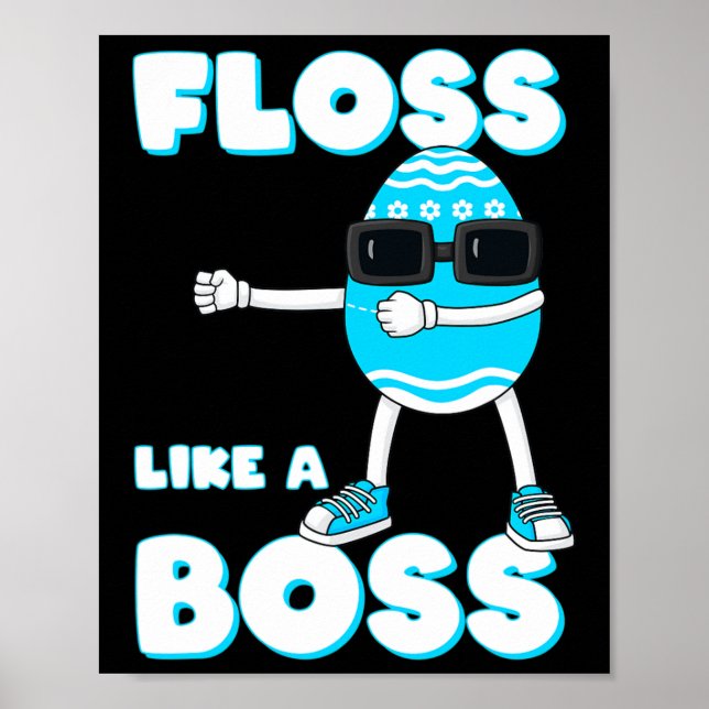 Poster Floss Comme Un Patron Oeuf De Pâques Flossant Garç (Devant)