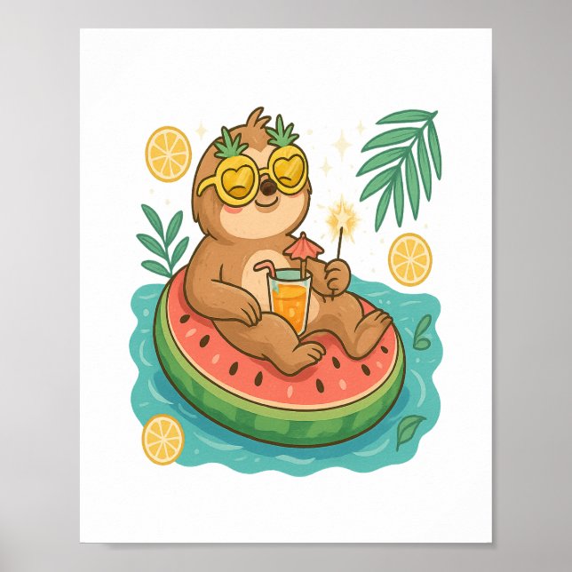 Poster Flotte de la piscine de fentes d'été (Devant)