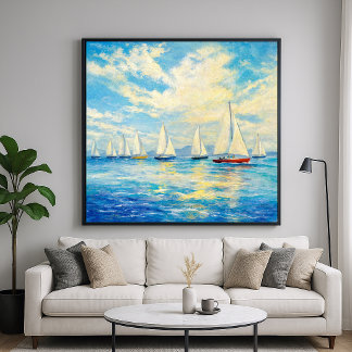 Poster Flotte de voiliers - Paysage marin de style peintu