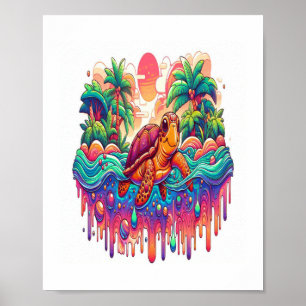 Poster Flottes de tortue dans le Jardin Liquid.