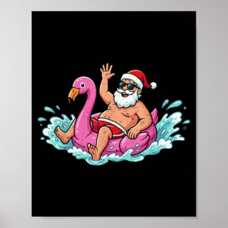 Poster Flotteur Flamant Rose Santa Été Été Noël Hommes