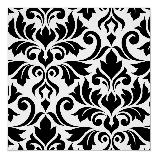 Poster Flourdissant Damask Art I noir sur blanc (Devant)