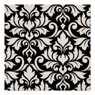 Poster Flourissant Damask Art I Cream sur Black