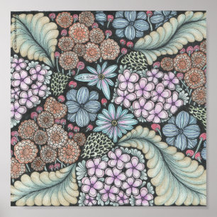 Poster Flower1 doodprint 8x8in