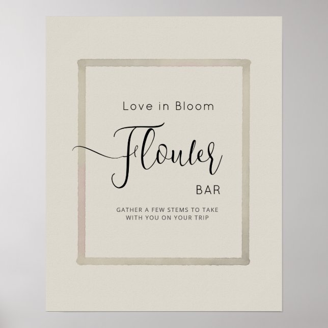 Poster FLOWER BAR for bridal showers.  (Front)