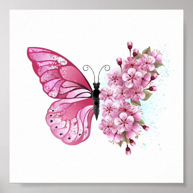 Poster Flower Butterfly (Devant)