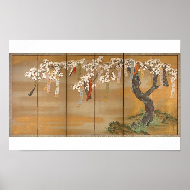 Poster "Flower Cherry and Autumn Maples with Poem Slip (Devant)