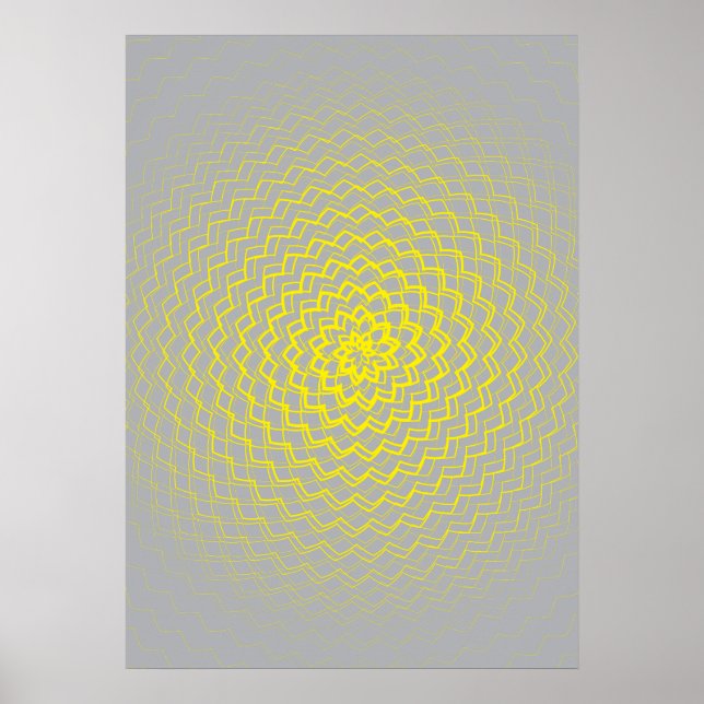 Poster Flower Energy Motif gris jaune (Devant)