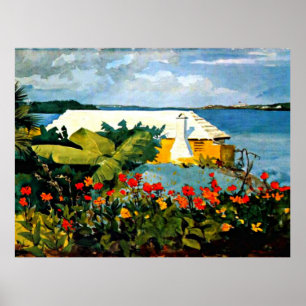 Poster Flower Garden and Bungalow by Winslow Homer