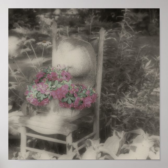 Poster Flower Garden Chaise Couleur partielle (Devant)