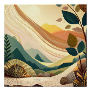 Poster Flower Hills - Abstrait Nature Wall Art