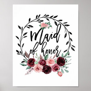 Poster Flower Maid Of Honor Douche Mariage Bachelorette P
