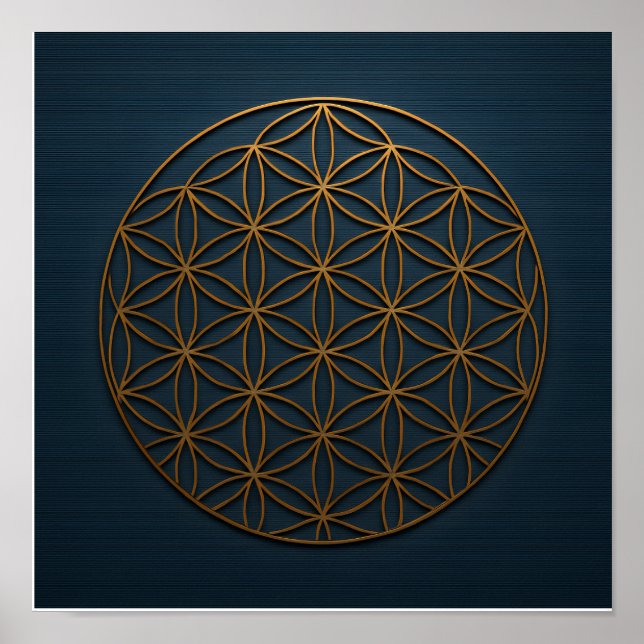 Poster Flower of Life Bleu Bronze (Devant)