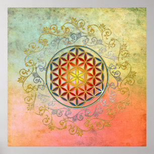 Poster Flower of Life / Blume des Lebens - Ornament IV BG