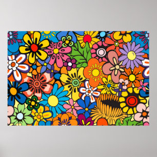 Poster Flower power coloré
