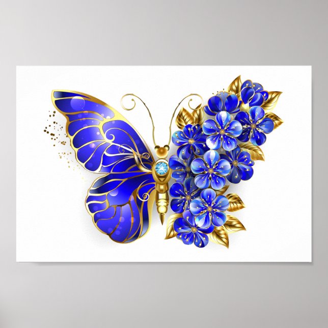 Poster Flower Sapphire Butterfly (Devant)