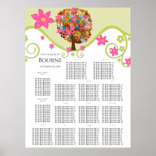 Poster Flower Tree Seating Chart Alphabetical Table #'s