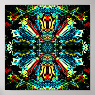 Poster Flower X v1 - coloré motif pareidolia