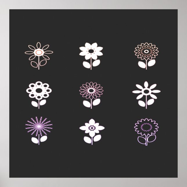 Poster Flowers, Nature, Flower Icons (Devant)