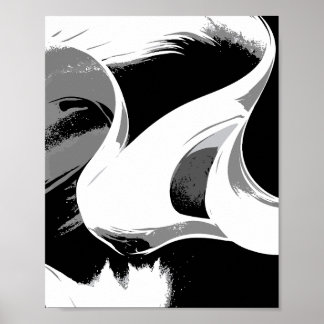 Poster Flowing Curves in Black, White, and Gray