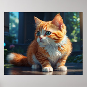 Poster *~* Fluffeux Tête Tête Kitty Chat 5:4 Feline Kitte