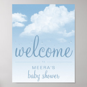 Poster Fluffy Cloud Raindrops Bienvenue